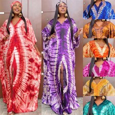 Hijab African WOmen Print Long Dress Loose Kaftan Dashiki Robe Cocktail Gown