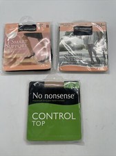 Lot of 3 No Nonsense 1 Pair Pack Control Top Nude Reinforced Toe Pantyhose SZ B