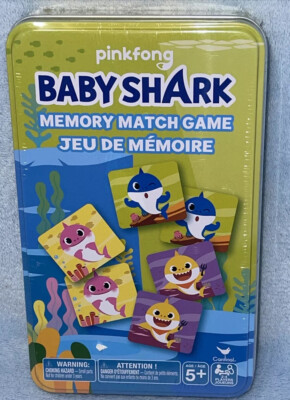 Pinkfong Baby Shark Memory Match Card Game 72 Tile Sealed In Tin Storage Can NEW
