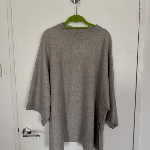 Zara Pure Cashmere Pullover Poncho Style UK M Grau
