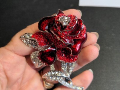 Nolan Miller Glamour Collection Vintage Red Rose Brooch First Lady Nancy  Reagan