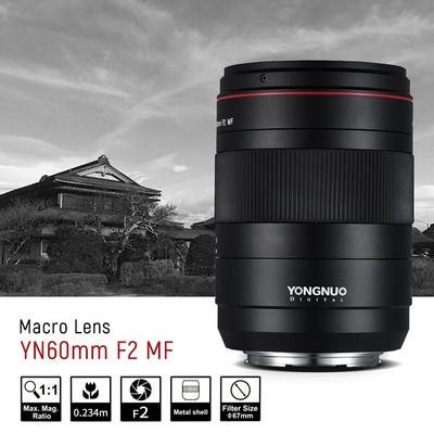 YONGNUO YN60mm F2 MF Macro Lens Focus with Distance Indicator for Canon DSLR Cam