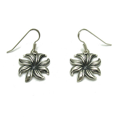 Handarbeit Sterling Silber Ohrringe massiv gepunzt 925 Blume Kaiserin E000660