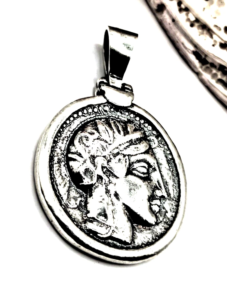 Moeda grega antiga Athena coruja tetradracma prata esterlina 925 pingente - Imagem 3 de 4