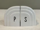 Vintage Pair  White Art Deco Milk Glass Salt and Pepper Shakers 3.25"