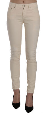 DONDUP Jeans Cotton Cream Mid Waist Skinny Denim Pants Trouser s. W26 RRP $500