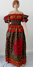 Registyle African Ankara Wax Print Long Dresses Black & Red UK Sizes 10-16 SALE!