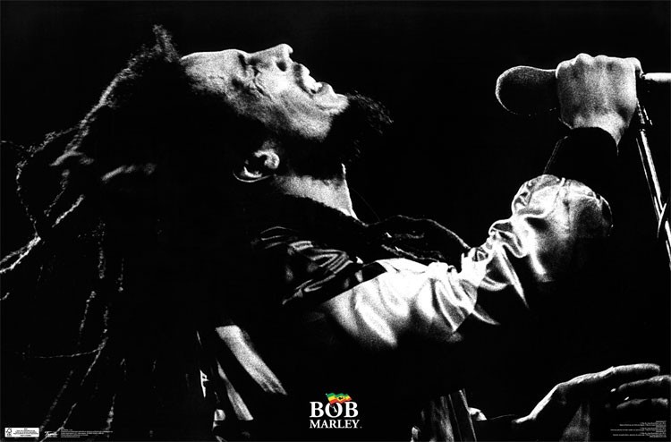 BOB MARLEY LIVE MICROPHONE POSTER 34x22 REGGAE MUSIC FREE SHIPPING