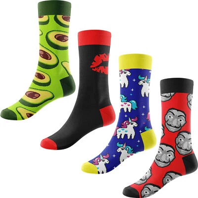 GRANNY SOCKS Lustige Socken Damen 4 Paar bunte Motive Strümpfe Baumwolle Größe 36-42 Set 1