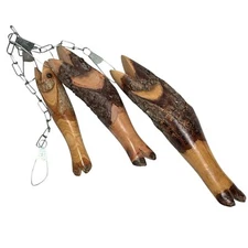 Hand-carved Wooden Fish Eyes Metal Stringer Cabin Lodge Hanging