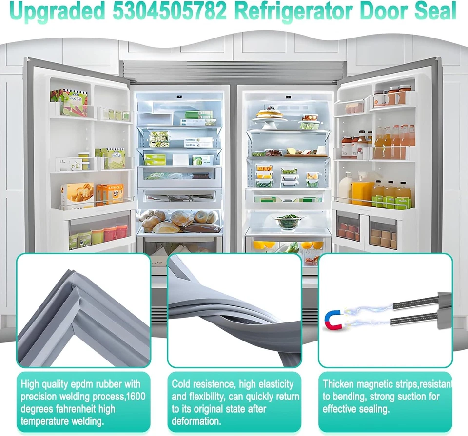 Paquete de 2 juntas de sellado de puerta de refrigerador 5304505782 aptas para puerta Electrolux Frigidaire Foto 4 de 4