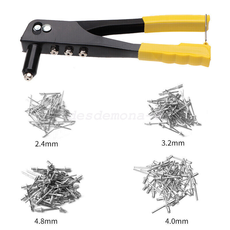 Heavy Duty Riveter Set,Pop Rivet Gun and 200Pcs Blind Rivets Assortment Kit UK