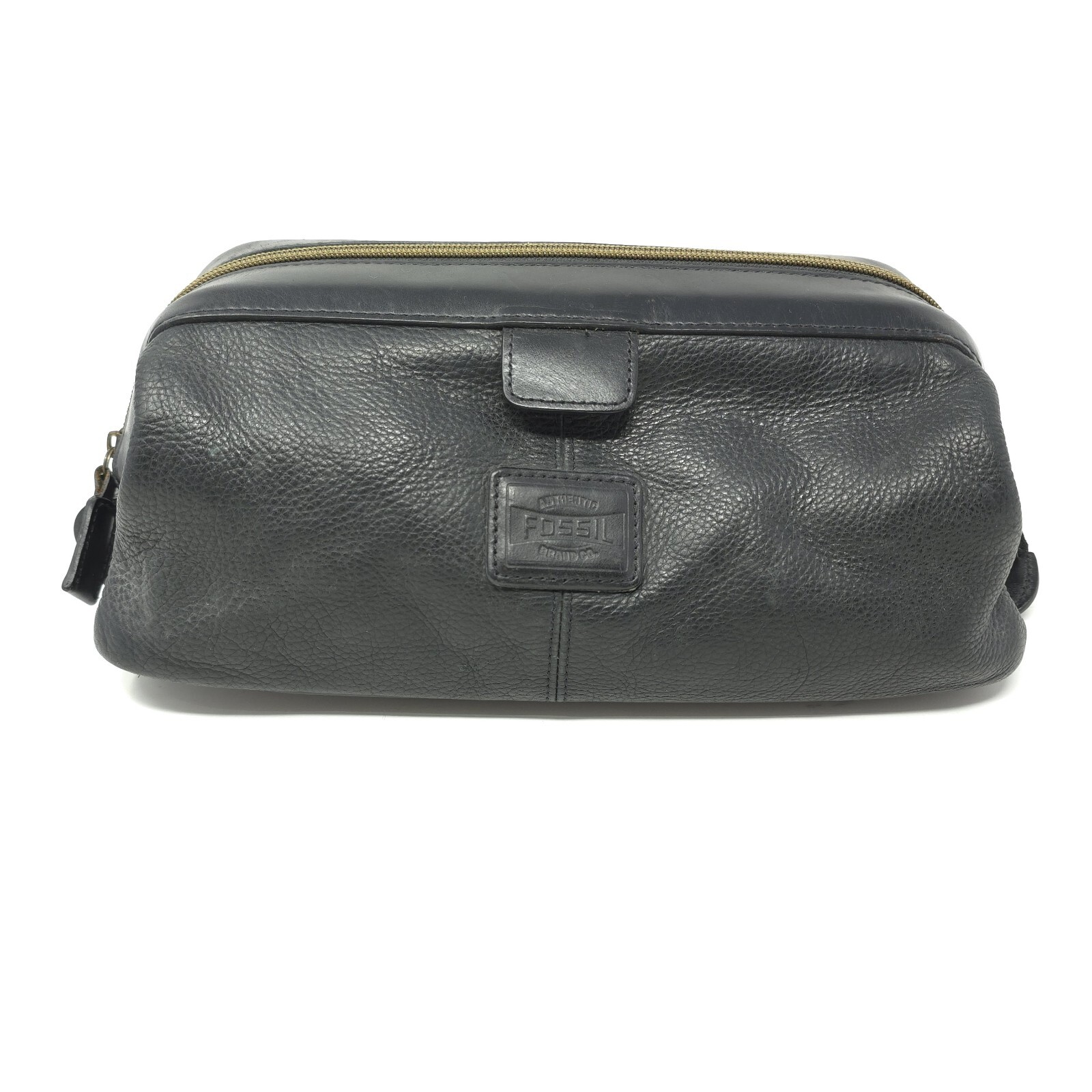 FOSSIL Pebbled Leather Dopp Toiletry Bag Travel Case Black Great Condition