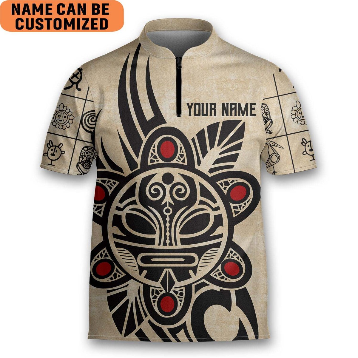 Custom Puerto Rico Taino Sun Tattoo Bowling Jersey for men_8205