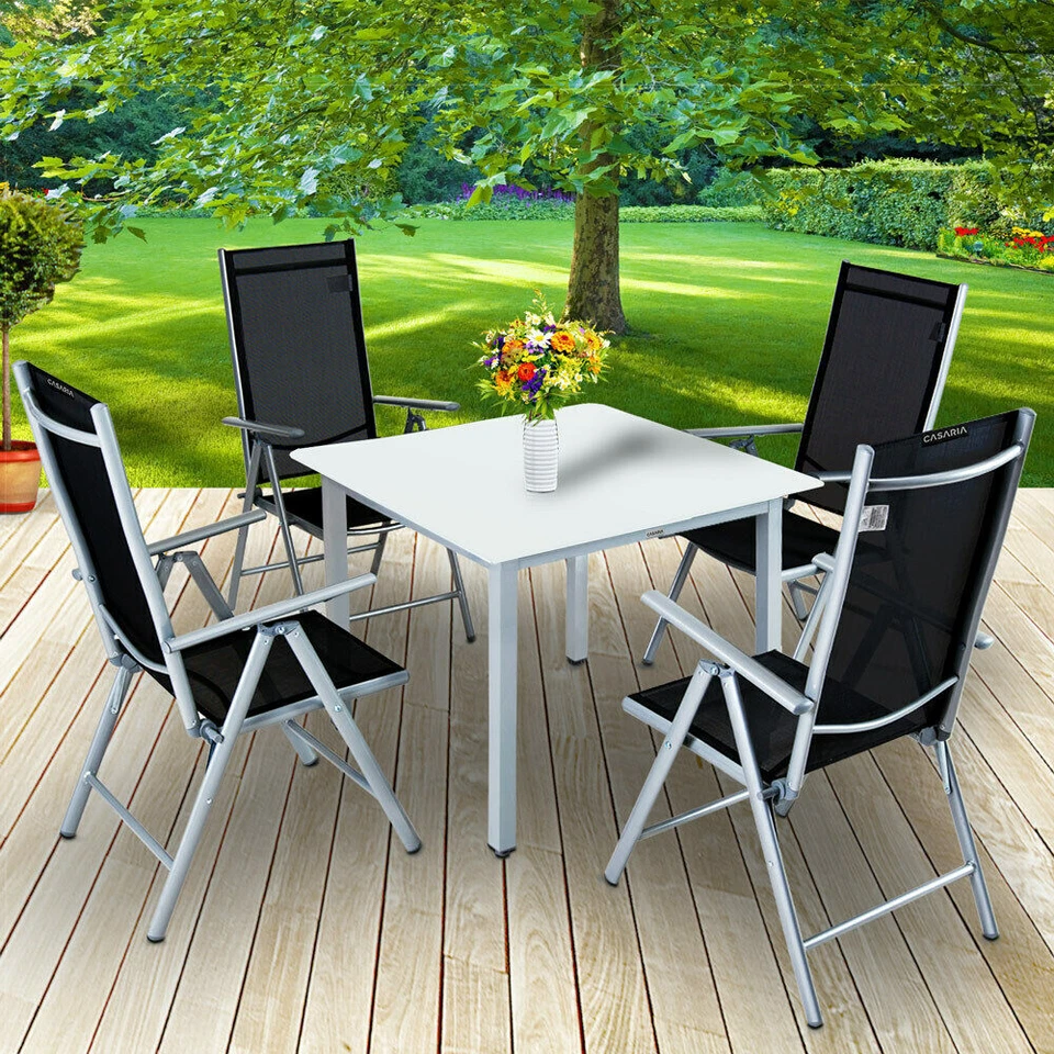 CASARIA® Sitzgruppe Alu Gartenmöbel Essgruppe Sitzgarnitur Garten Tisch Set - Bild 2 von 4