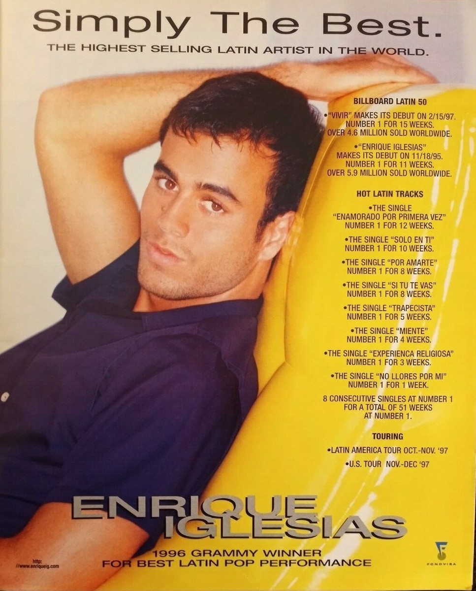1997 ENRIQUE IGLESIAS ORIGINAL (UNFRAMED) magazine PROMO AD | eBay