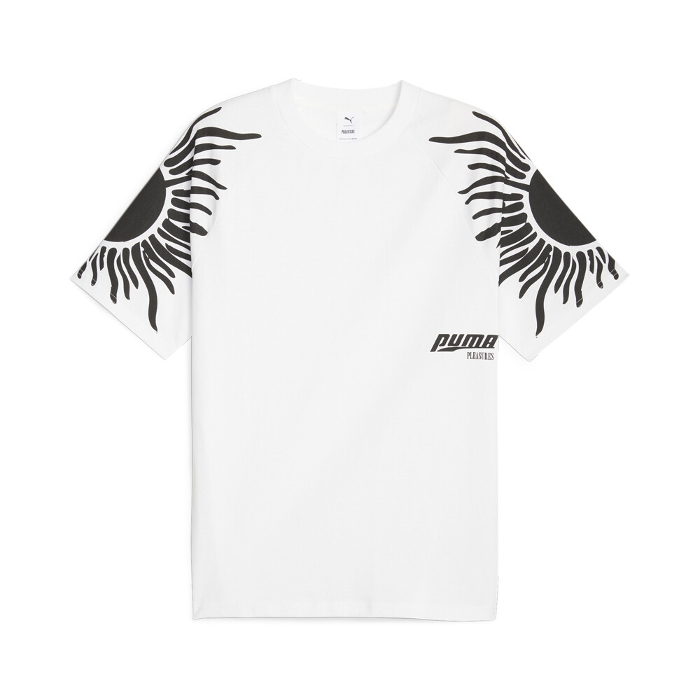 Puma Pleasures X Sun Graphic Crew Neck Short Sleeve Casual T-Shirt for Men in White