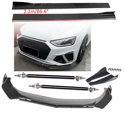 For AUDI A3 A4 A5 A6 B6 B7 Carbon Fiber Front Bumper Lip Side Skirt Strut Rods