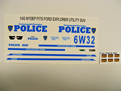 NYPD Environmental Police 1:43 Water Slide decal set Fits Motormax FRR GL SUV