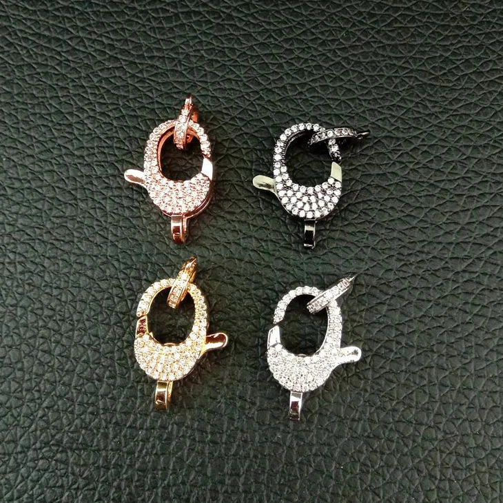 lobster clasp 10x24mm 18k gold Filled cubic zirconia micro pave hook clasps - Image 3 of 3