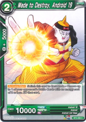 Dragon Ball Super Card BT3-066 C Made to Destroy, Android 19 Near Mint