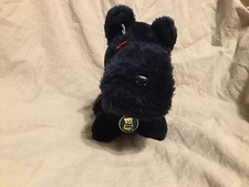Vintage Dakin Scottie Dog 9.5" Plush with Plaid bow charm Red eyelashes1983