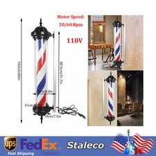 40" Outdoor Barber Shop Pole Rotating Light Hair Salon Sign Illuminated Light