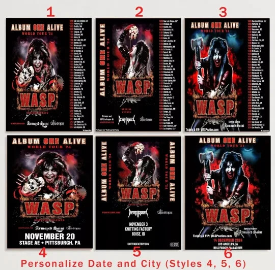 Custom W.A.S.P Tour 2024 Wall Art Poster Unframed Music Decor