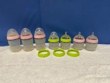 Comotomo Baby Bottles 5 Oz 8 Oz Bundle Lot Of 7 Green Pink