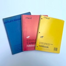 Vintage Lot Of 3 Mead Spiral Notebooks Colleg...