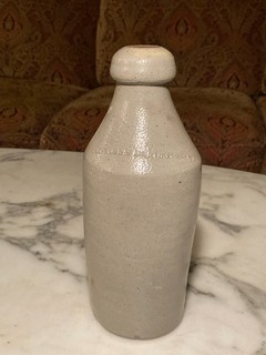 c1860 70s Coville Dunlap Syracuse N.Y. Pre Pro salt glaze Stoneware Beer Bottle