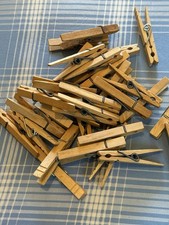 Lot 30 Vintage Wood Clothes Pins w/ Springs Wooden Clothespins Aged Weathered
