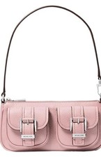 MICHAEL KORS ZOE Pebble Leather Pochette Shoulder Bag Small Pink