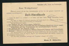 2 Kreuzer Ganzsachen-Karte 1895 aus Tetschen, Zoll-Handbuch, Hans Zdiarsky (BB28