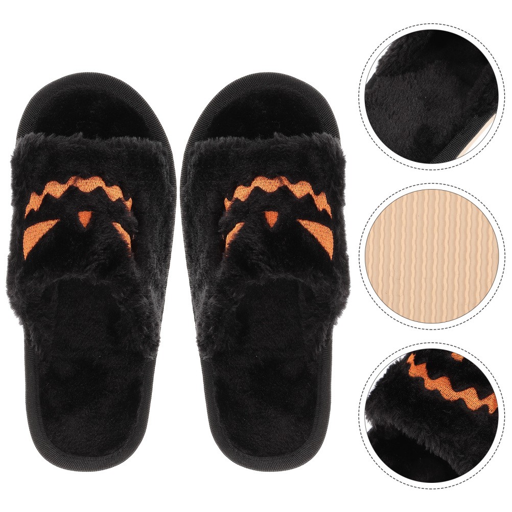 SAOLA 1 Paio Pantofole Halloween Zucca Pantofole Peluche Suola Antiscivolo Morbide