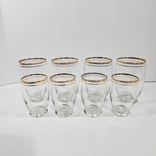 Vintage Anchor Hocking Gold Edge Hairline Drinking And Juice Glasses Set Of 8