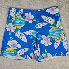 VTG Le Tigre Hawaiian Swim Trunks Shorts Men's Sz M Floral Tropical Made in USA
