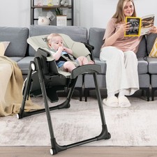 4-in-1 Baby High Chair Toddler Dining Chair w/ Wheels-Grey