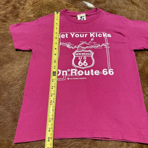 Vintage 90s Route 66 New Mexico Good Shirts USA S Youth Baby Tee Pink Kids Retro - Picture 6 of 7
