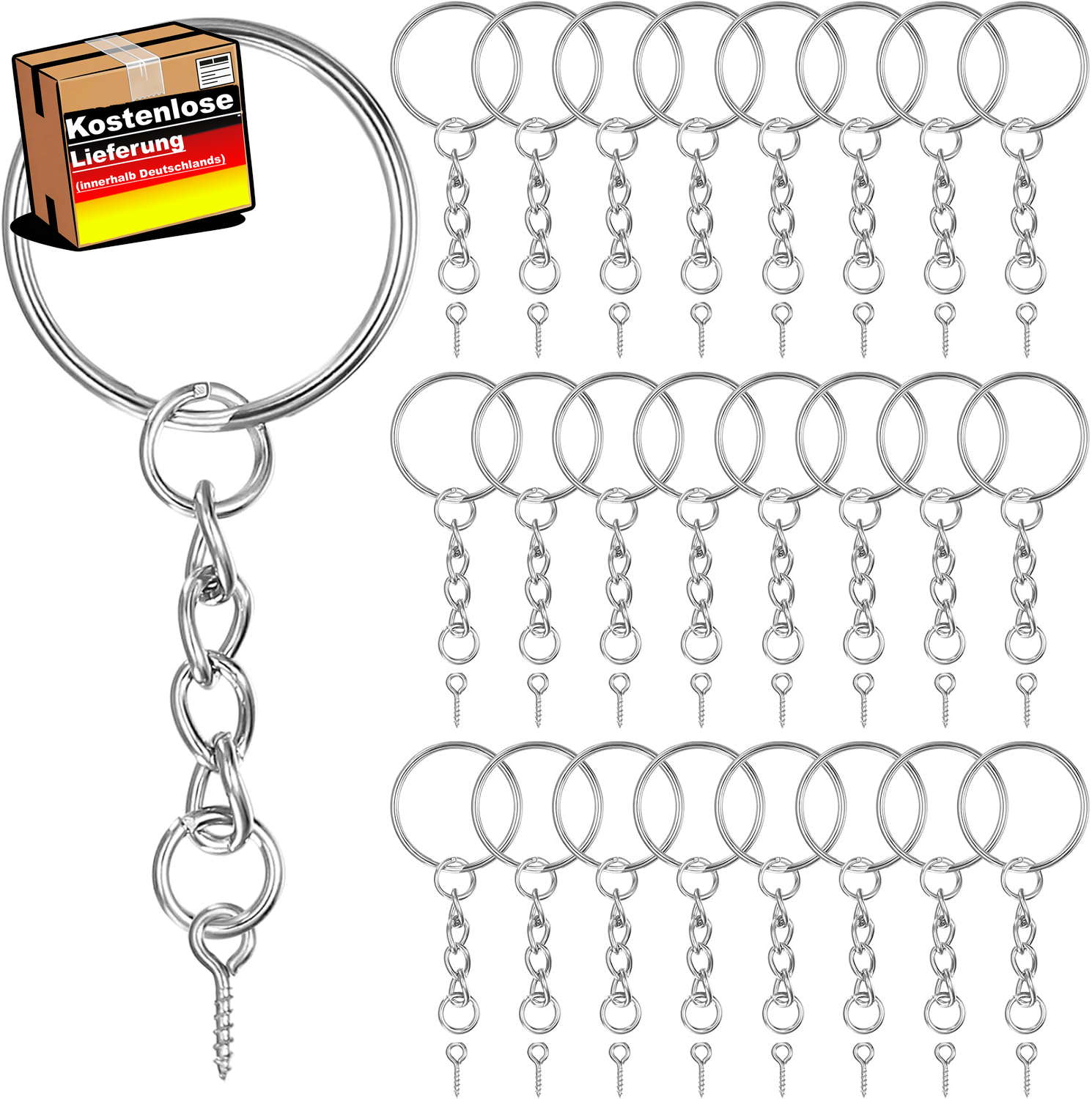 SchlüSselring Set 180 StüCk Langlebig Vernickelt FüR SchlüSsel, Bastel & Diy-image