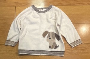Mayoral Ivory Brown Knit Cardigan Sweater Dog Motif Baby Boy 12 Months