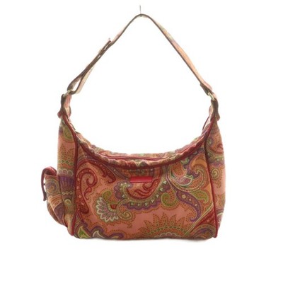 Etro Paisley Multicolor Handbag Snap Pocket Zip Closure Vintage Auth FromJAPAN