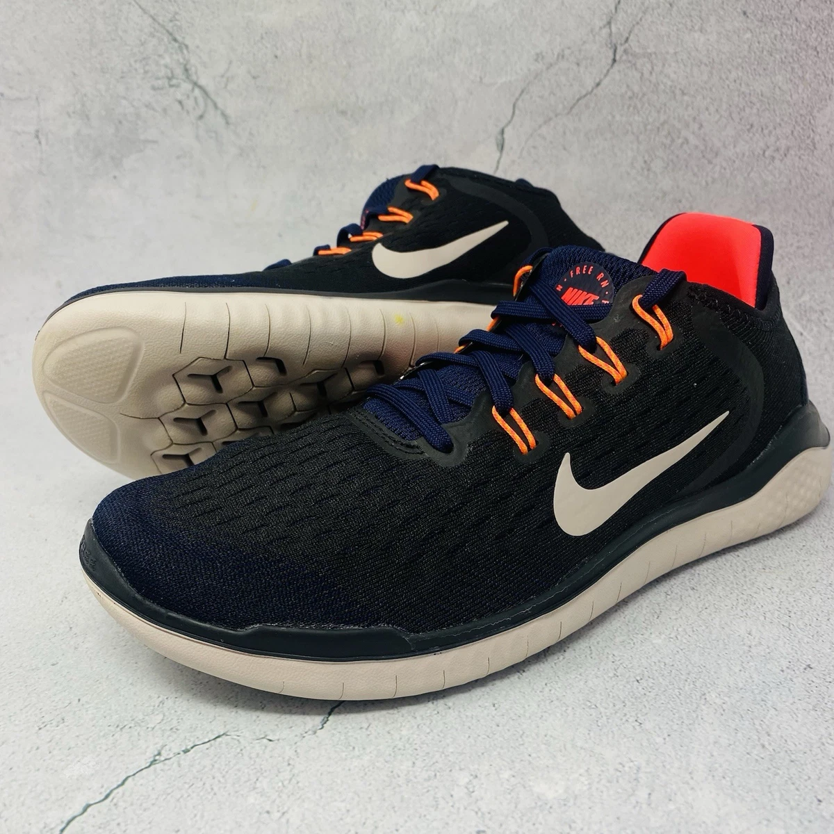 Nike Free RN Flyknit 2018 Mens 9 Black Hyper Crimson Blue Nebula 942838-068 Size 9 - Nike Free RN Flyknit 3.0 Midnight Navy for sale  main image 4