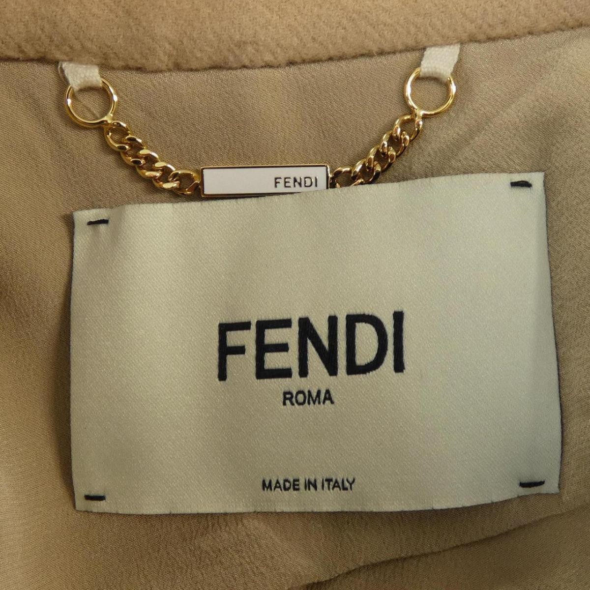 FENDI FF Motif Coat Beige Size 38 Mink Pocket Used thumbnail 4