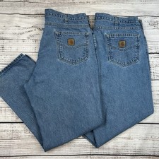 Carhartt Jeans Lot of 2 Men s 42X31 Blue Denim Straight Fit Workwear B18 STW