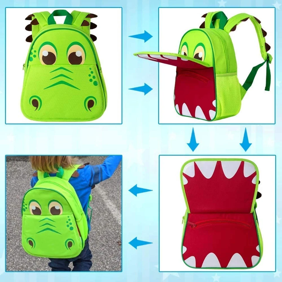 Mochila de 3 piezas para niños, bolsa de libros de dinosaurios de 12"" y lonchera de jardín de infantes Pres... Foto 4 de 4