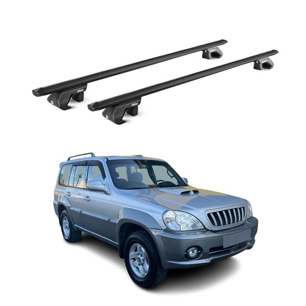 DachträGer GrundtäGer FüR Hyundai Terracan 2001-2007 90Kg Alu Schwarz 2 Tlg ABE-image