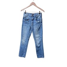 MOTHER The Dazzler Denim Yoke Front Straight Leg Ankle Jeans Wander Dust Blue 28