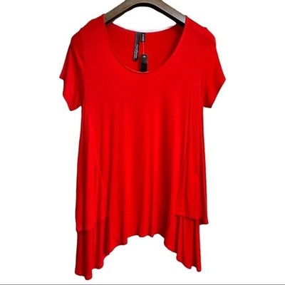 ELLUMINATION BY NIKKI H PARKER RED SIZE XL TUNIC SHORT SLEEVE TOP