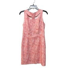 Esley Ladies Size Small Pink Lace Style Dress With Cut Out Neck Form Fitting 